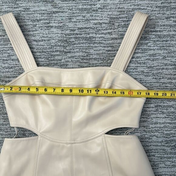 NWT Jonathan SIMKHAI Vegan Leather Mini Dress Vanilla Cutouts Size 12 - Picture 10 of 13